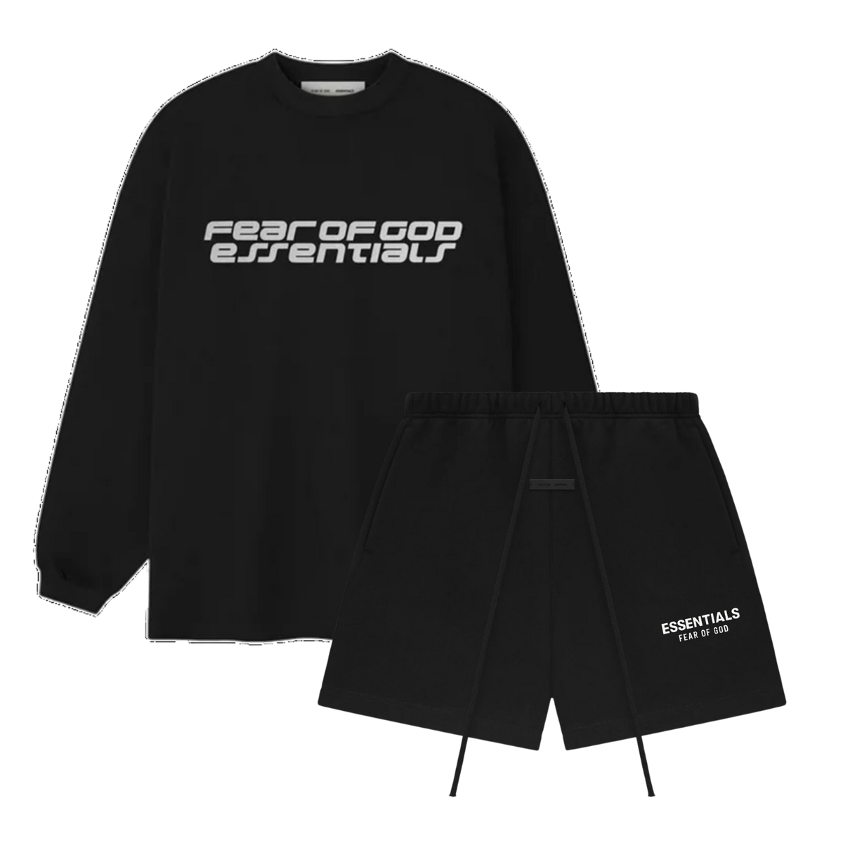 Fear of God Essentials 90s Longsleeve Vintage Black + Shorts