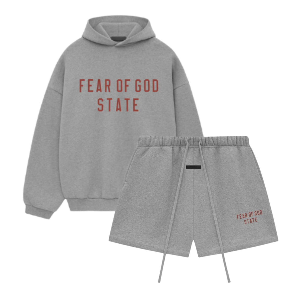 Fear of God Essentials Dark Heather Hoodie + Shorts