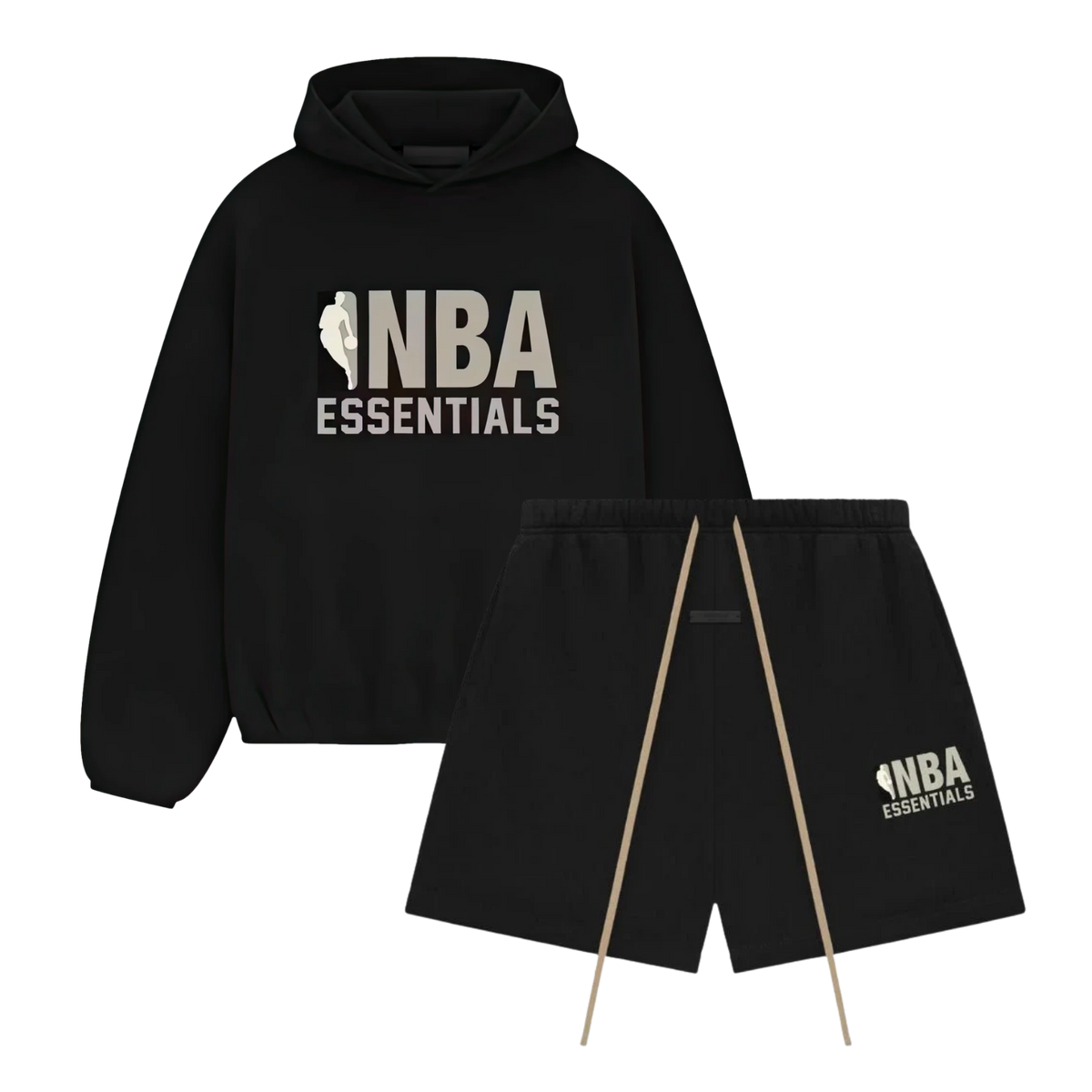Fear of God Essentials NBA Black Grey Hoodie + Shorts