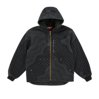 Supreme Flag Quilted Hooded Work Jacket Black