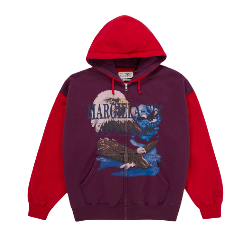 Supreme MM6 Maison Margiela Eagle Zip Up Hooded Sweatshirt Red